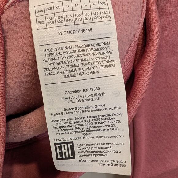 Burton Oak Pullover Hoodie Pink Kangaroo Pocket Ski Snowboard Casual - Size M - Picture 7 of 8